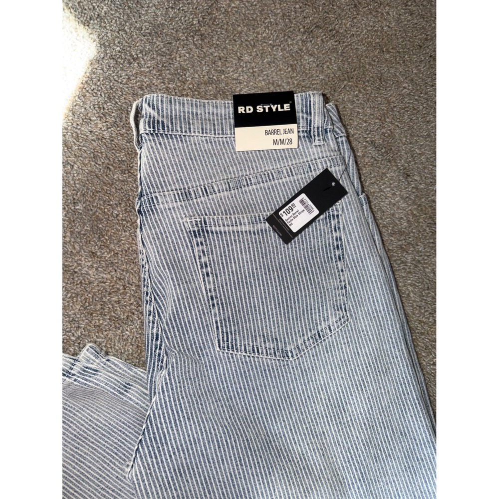 RD Style Sammi Barrel Jeans Perla Blue Stripe Pinstripe Denim 28 NEW